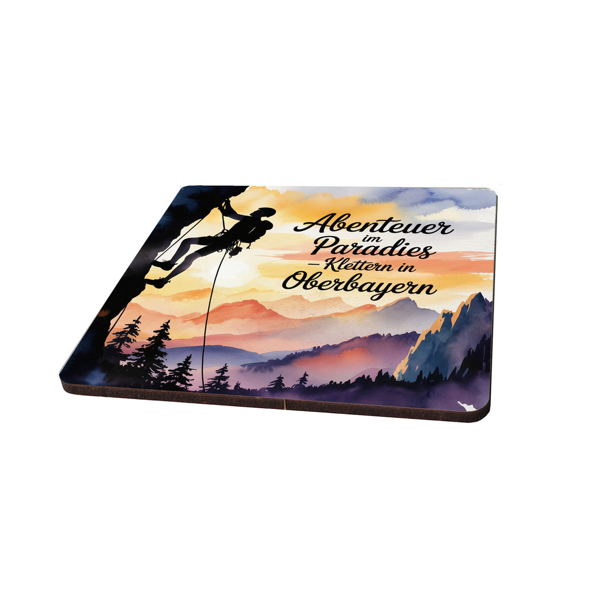 Oberbayern Kletterer 6er Set Untersetzer aus Holz - Abenteuer im Paradies