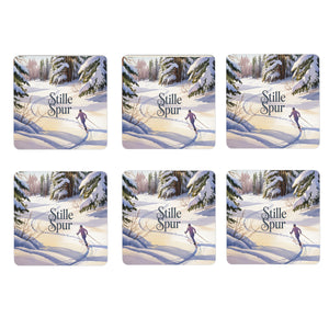 Oberbayern Langläufer 6er Set Untersetzer aus Holz - Stille Spur