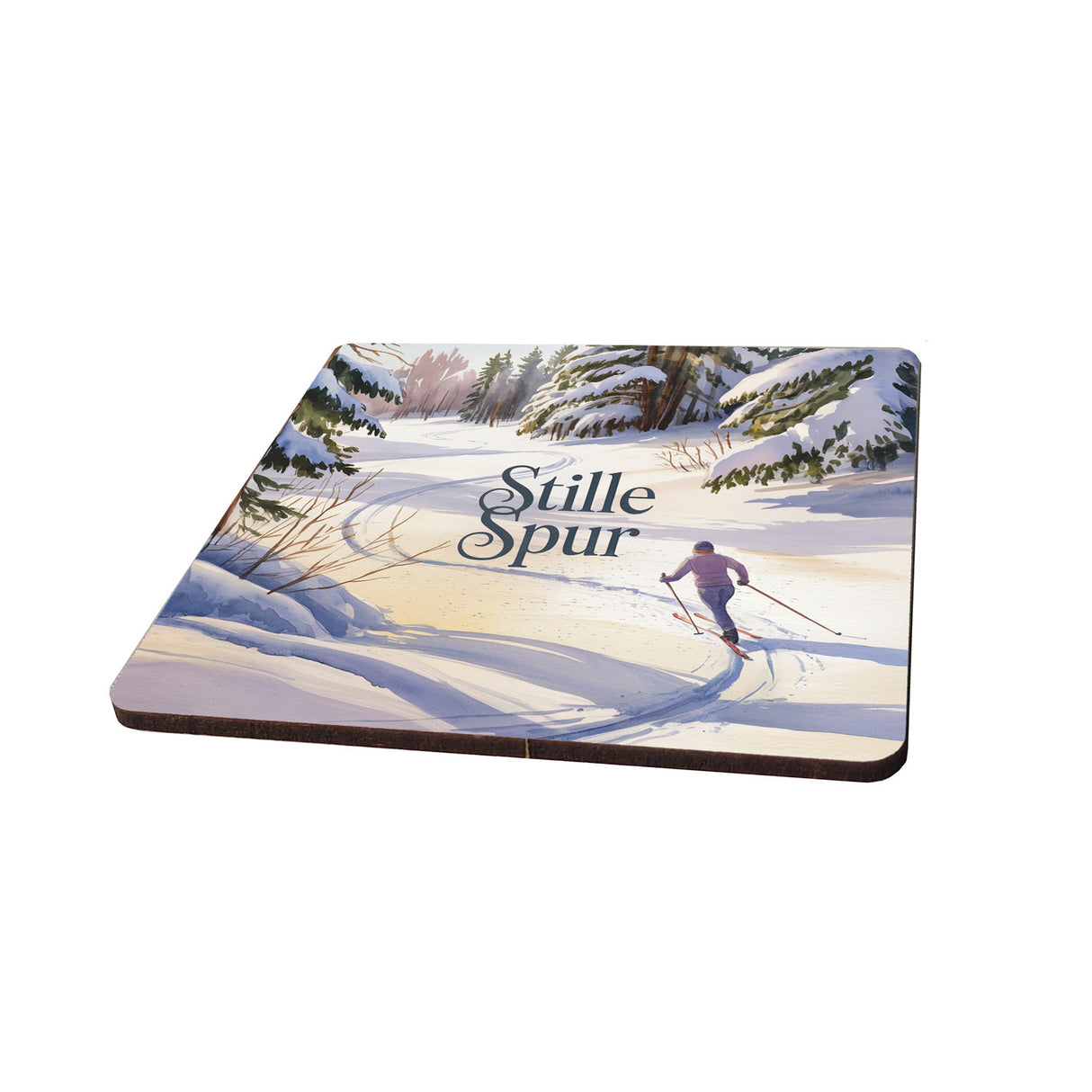 Oberbayern Langläufer 6er Set Untersetzer aus Holz - Stille Spur