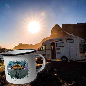Hirschkopf Respect Nature Emaille Tasse für Naturliebhaber