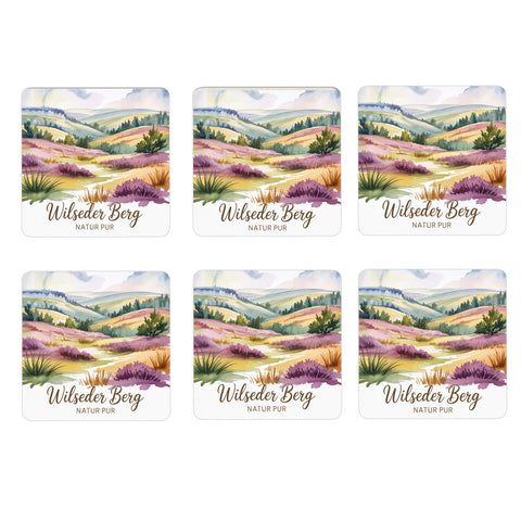 Lüneburger Heide Wilseder Berg 6er Set Untersetzer aus Holz - Natur pur