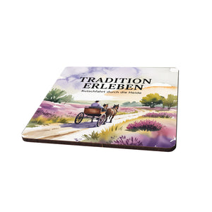 Lüneburger Heide Pferdekutsche 6er Set Untersetzer aus Holz - Tradition erleben