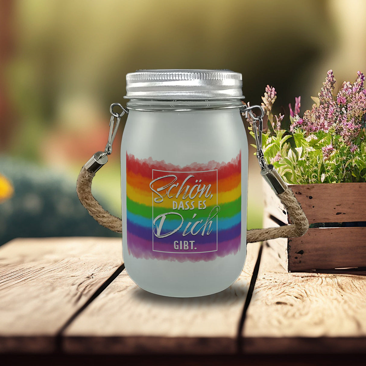 Schön, dass es Dich gibt Solarlicht mit Regenbogen