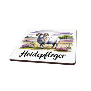 Lüneburger Heide Heidschnucke 6er Set Untersetzer aus Holz - Heidepfleger