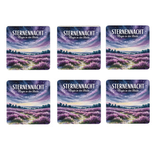 Lüneburger Heide bei Nacht 6er Set Untersetzer aus Holz - Magie in der Heide