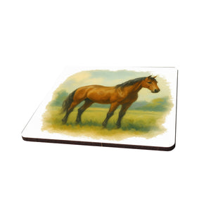 Vintage Pferde Illustration 6er Set Untersetzer aus Holz