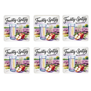 Lüneburger Heide Sommerdrink 6er Set Untersetzer aus Holz - Fruchtig & Spritzig