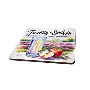 Lüneburger Heide Sommerdrink 6er Set Untersetzer aus Holz - Fruchtig & Spritzig