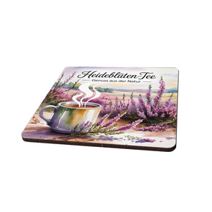 Lüneburger Heide Heideblüten-Tee 6er Set Untersetzer aus Holz - Genuss aus der Natur
