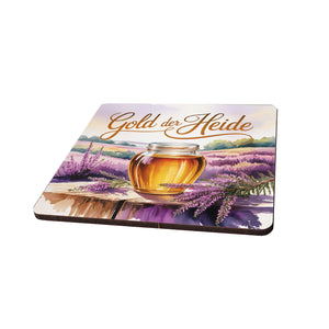 Lüneburger Heide Heidehonig 6er Set Untersetzer aus Holz - Gold der Heide