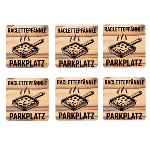 Raclette-Pfännle 6er Set Untersetzer aus Holz