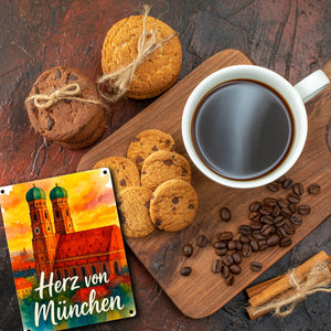 Münchner Frauenkirche Herz von München Metallschild in 15x20 cm