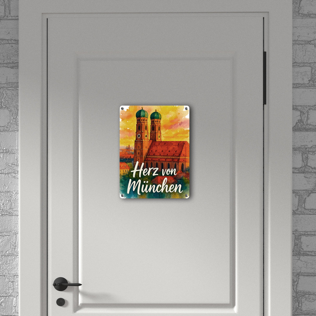 Münchner Frauenkirche Herz von München Metallschild in 15x20 cm