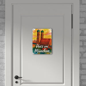 Münchner Frauenkirche Herz von München Metallschild in 15x20 cm