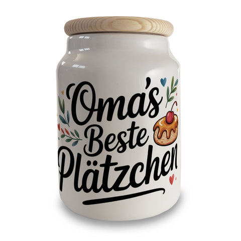 Oma's Beste Plätzchen Keksdose mit Herzen