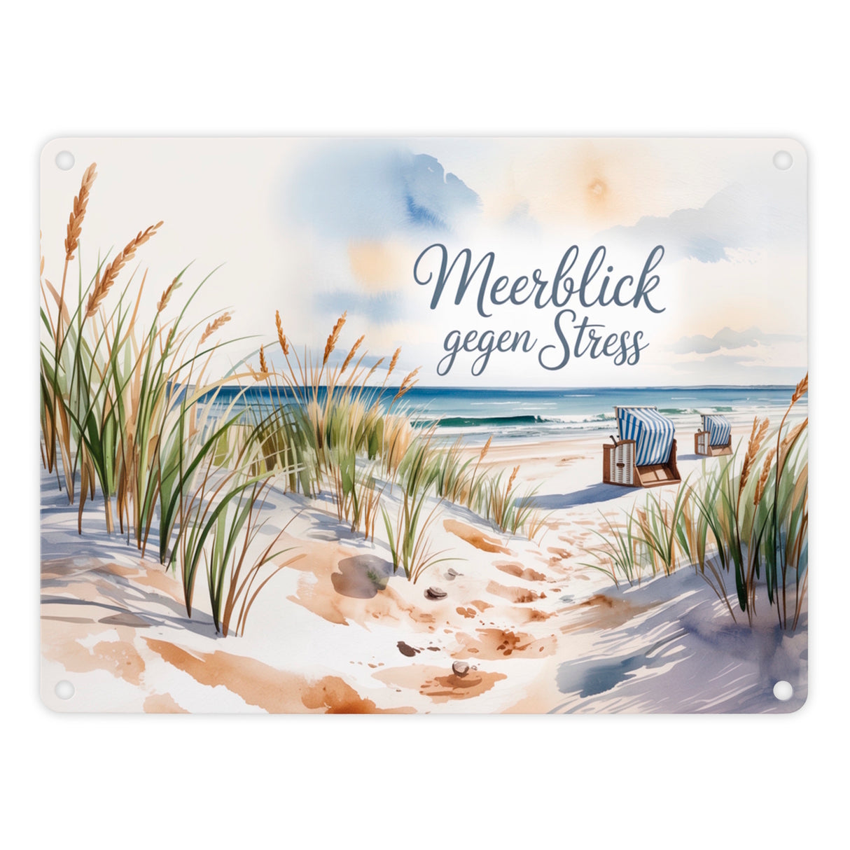 Ostsee Strandkorb Metallschild in 15x20 cm - Meerblick gegen Stress