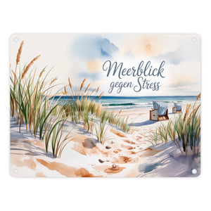 Ostsee Strandkorb Metallschild in 15x20 cm - Meerblick gegen Stress