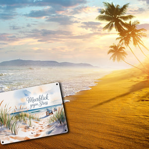 Ostsee Strandkorb Metallschild in 15x20 cm - Meerblick gegen Stress