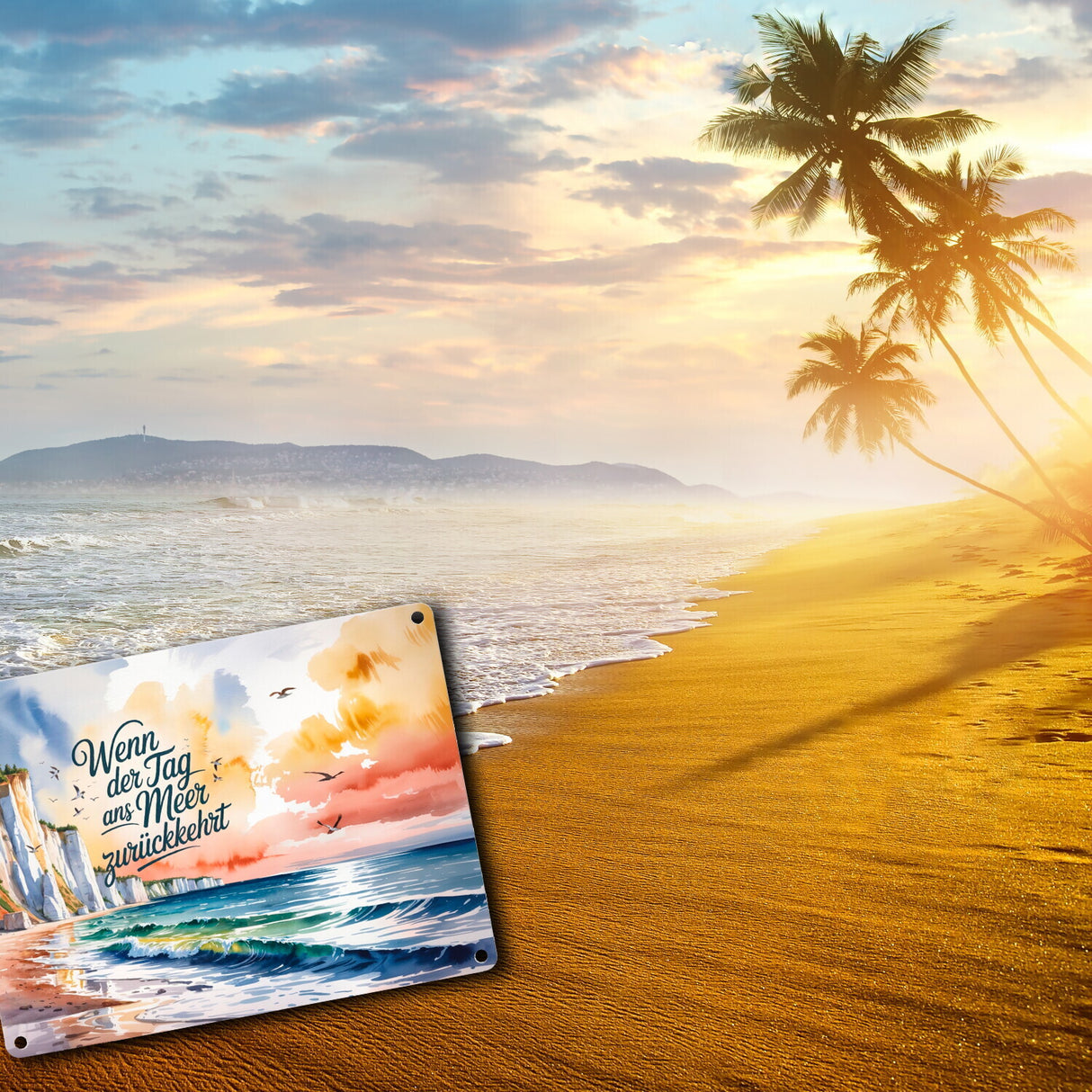 Ostsee Steilküste Rügen Metallschild in 15x20 cm - Tag ans Meer zurückkehrt