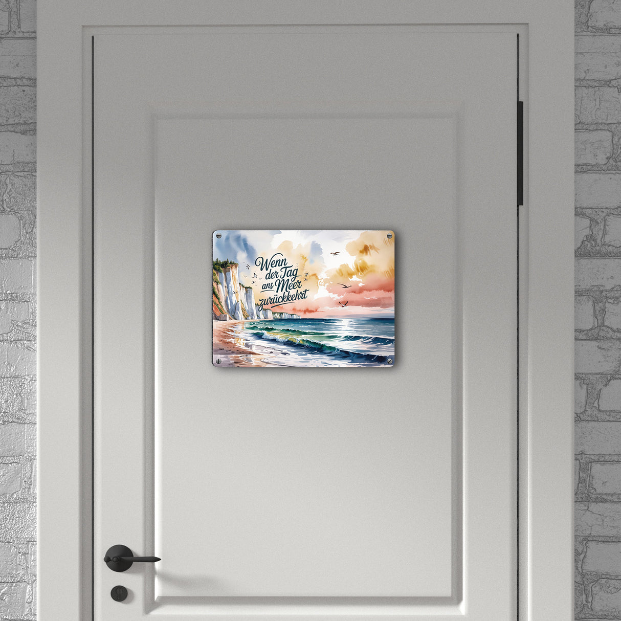 Ostsee Steilküste Rügen Metallschild in 15x20 cm - Tag ans Meer zurückkehrt
