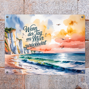 Ostsee Steilküste Rügen Metallschild in 15x20 cm - Tag ans Meer zurückkehrt