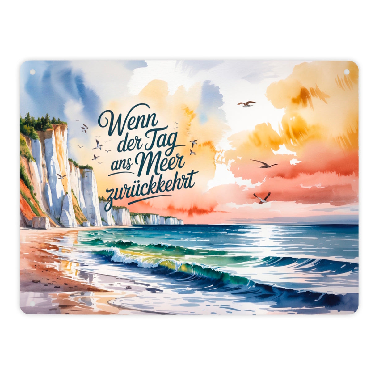 Ostsee Steilküste Rügen Metallschild in 15x20 cm - Tag ans Meer zurückkehrt