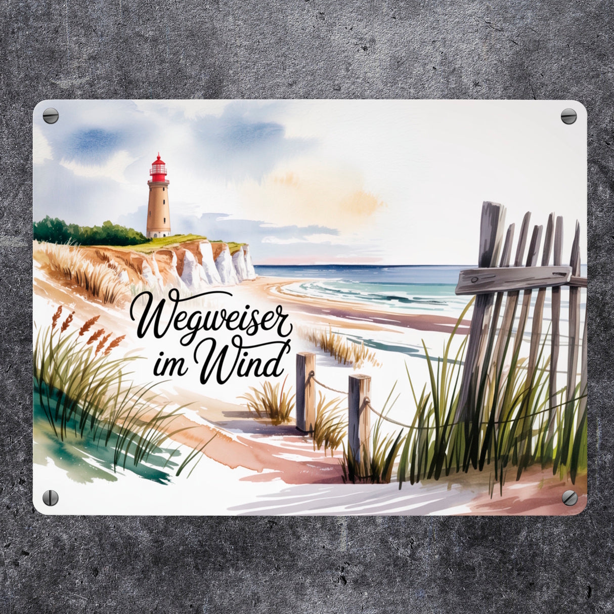 Ostsee Kap Arkona Leuchtturm Metallschild in 15x20 cm - Wegweiser im Wind