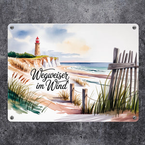 Ostsee Kap Arkona Leuchtturm Metallschild in 15x20 cm - Wegweiser im Wind