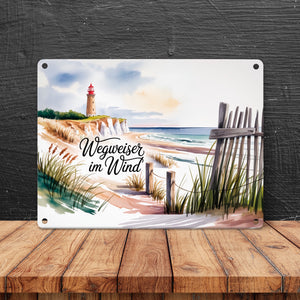 Ostsee Kap Arkona Leuchtturm Metallschild in 15x20 cm - Wegweiser im Wind