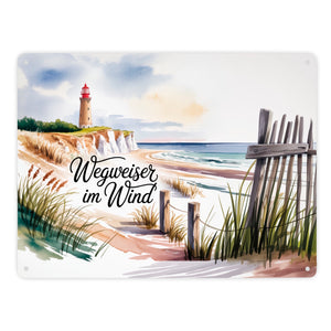Ostsee Kap Arkona Leuchtturm Metallschild in 15x20 cm - Wegweiser im Wind