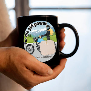 Bikerin Tasse in Schwarz mit Spruch: Time for girl power.