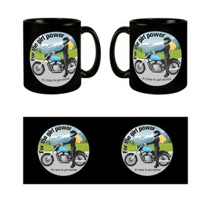 Bikerin Tasse in Schwarz mit Spruch: Time for girl power.