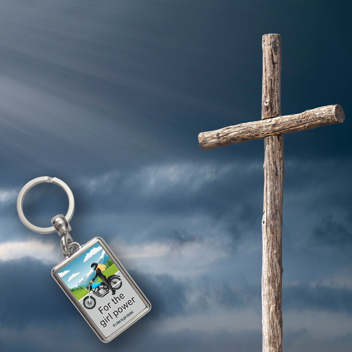 Bikerin Schlüsselanhänger mit Spruch