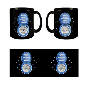 Klobrille Tasse in Schwarz mit Spruch: Gelassenheit wie eine Klobrille haben