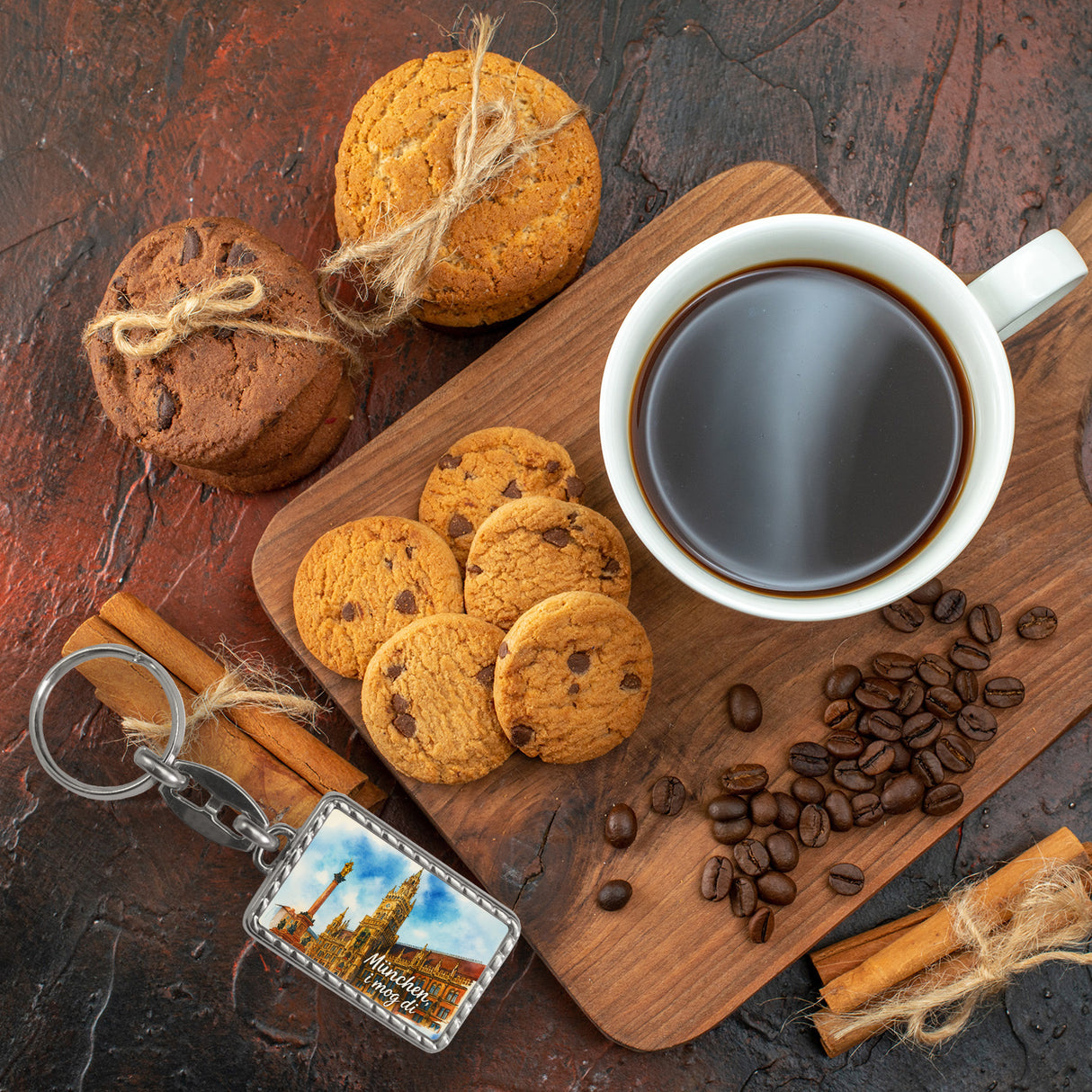 München Aquarellgemälde Schlüsselanhänger i mog di