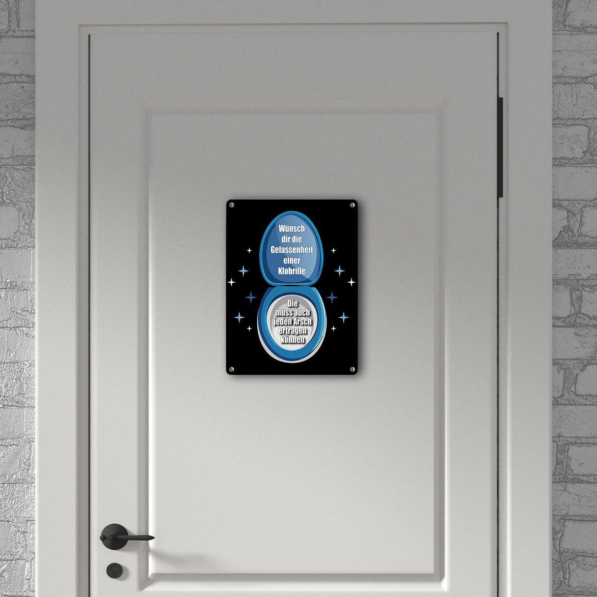 Klobrille Metallschild in 15x20 cm mit Spruch: Sei gelassen wie eine Klobrille