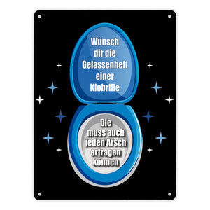 Klobrille Metallschild in 15x20 cm mit Spruch: Sei gelassen wie eine Klobrille