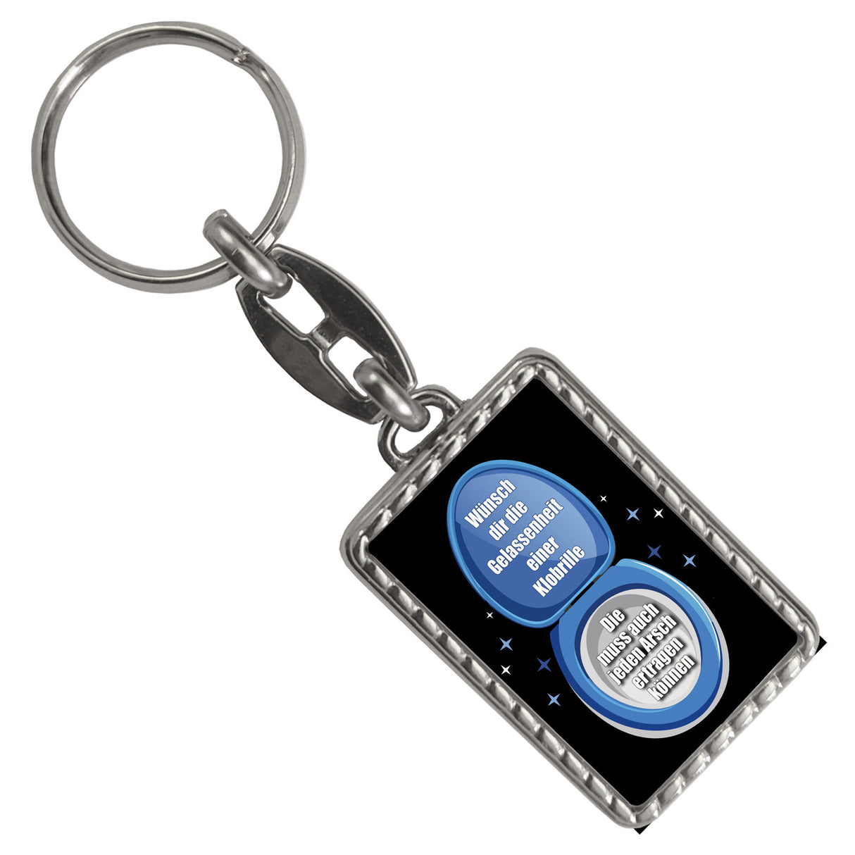 Klobrille Schlüsselanhänger mit Spruch: Gelassenheit einer Klobrille wünschen