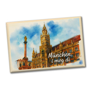 München Aquarellgemälde Souvenir Souvenir Magnet i mog di