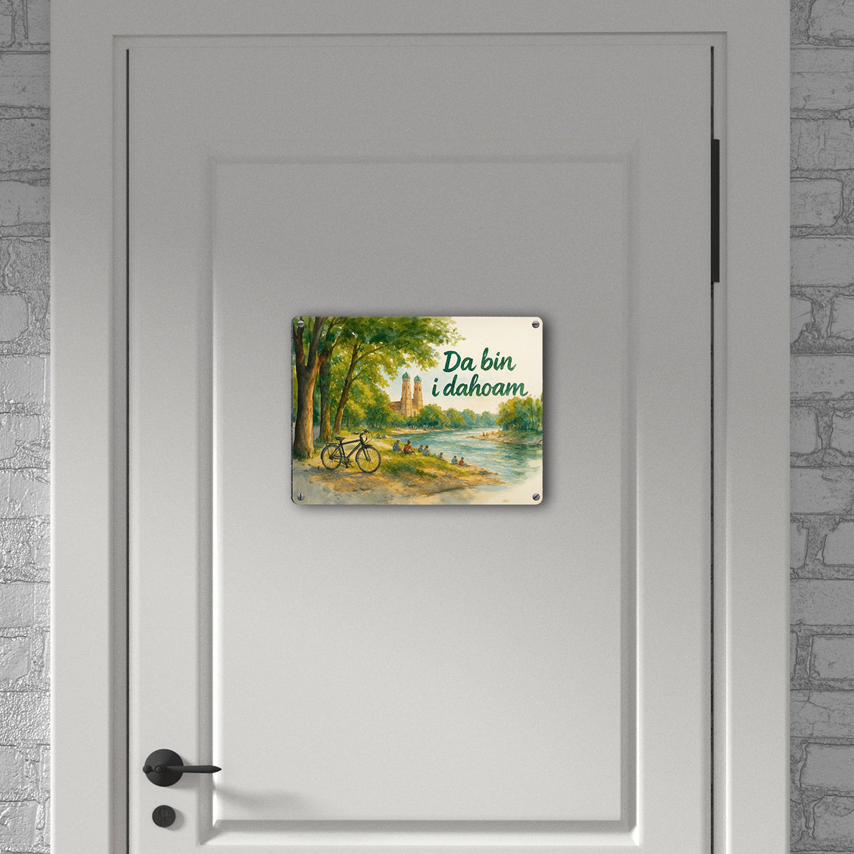 Münchner Frauenkirche Da bin i da hoam Metallschild in 15x20 cm