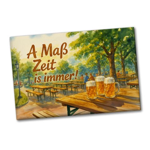 A Maß Zeit is immer! Biergarten Szene Souvenir Souvenir Magnet