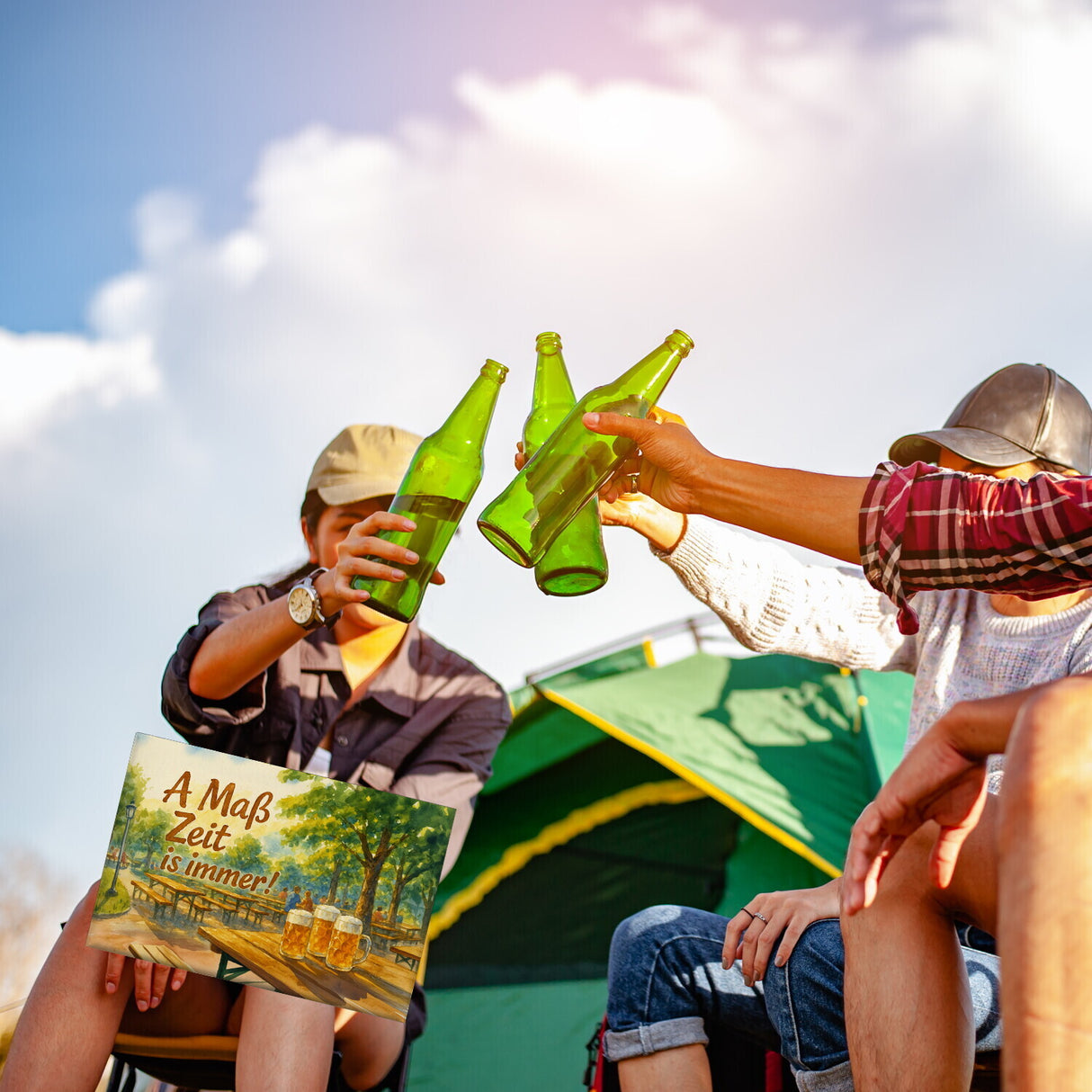 A Maß Zeit is immer! Biergarten Szene Souvenir Souvenir Magnet