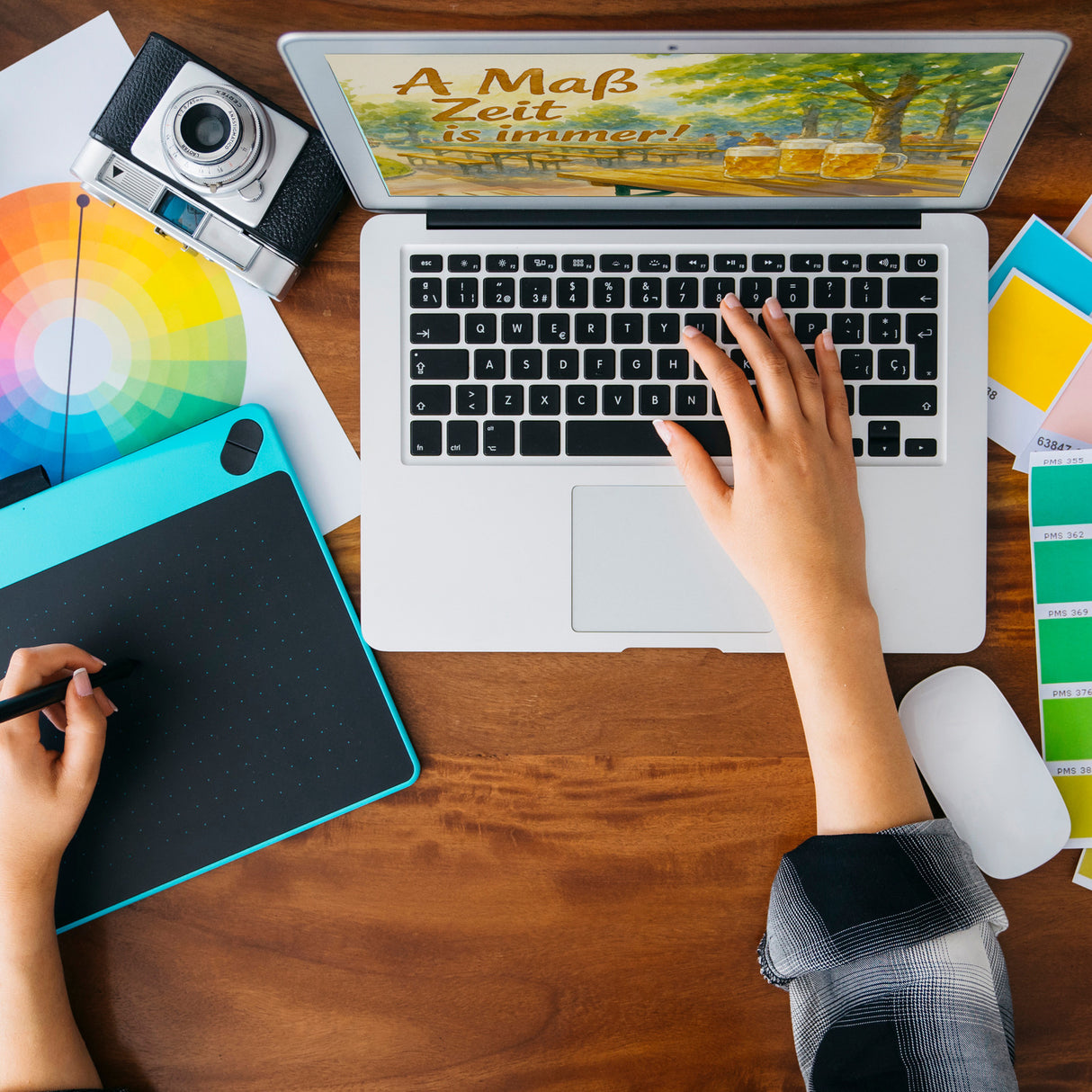 A Maß Zeit is immer! Biergarten Szene Souvenir Souvenir Magnet