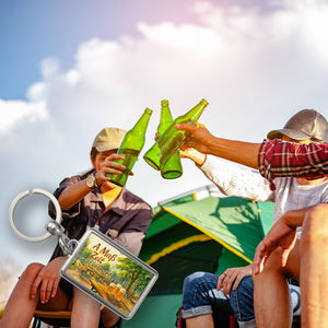 A Maß Zeit is immer! Biergarten Szene Schlüsselanhänger
