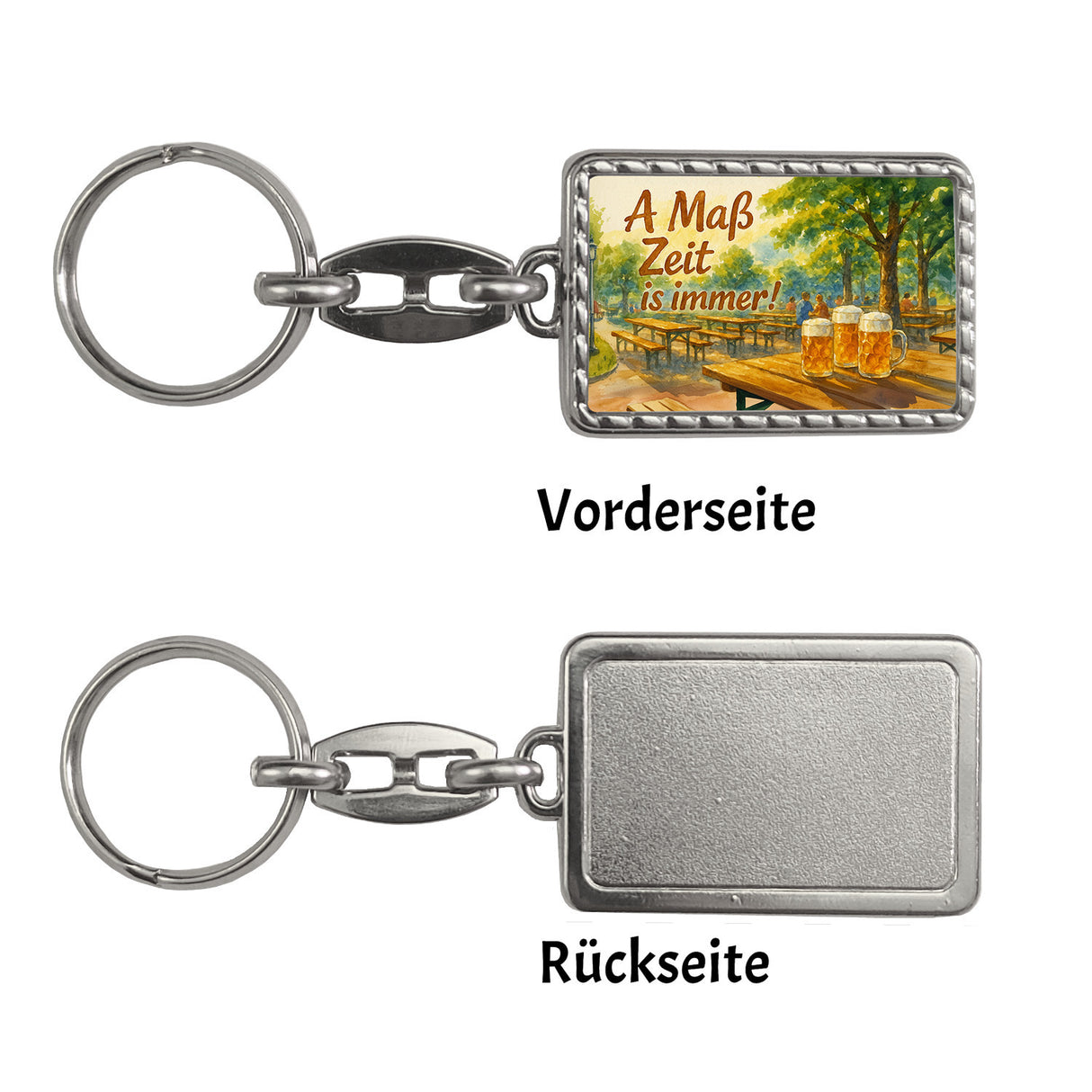 A Maß Zeit is immer! Biergarten Szene Schlüsselanhänger