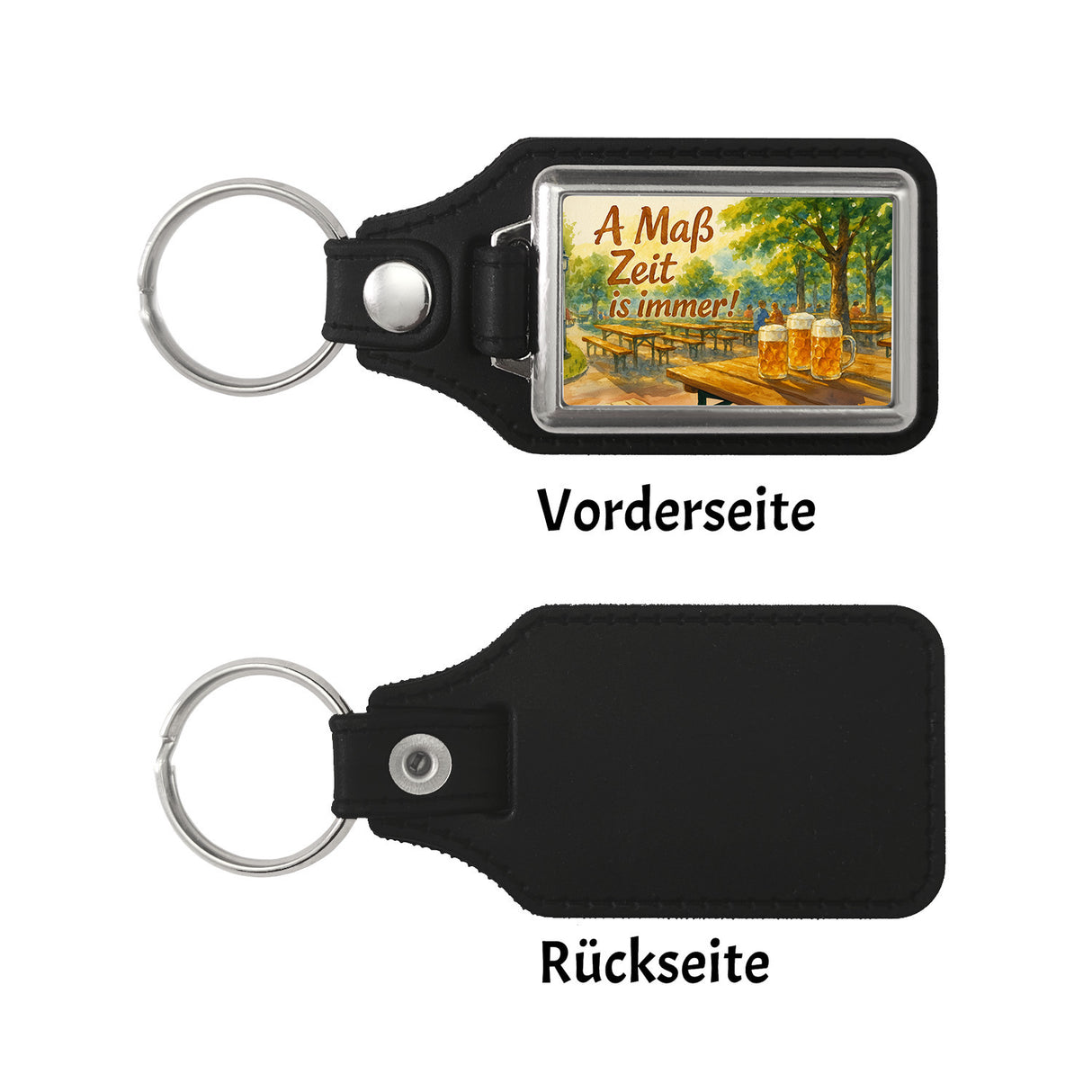 A Maß Zeit is immer! Biergarten Szene Schlüsselanhänger