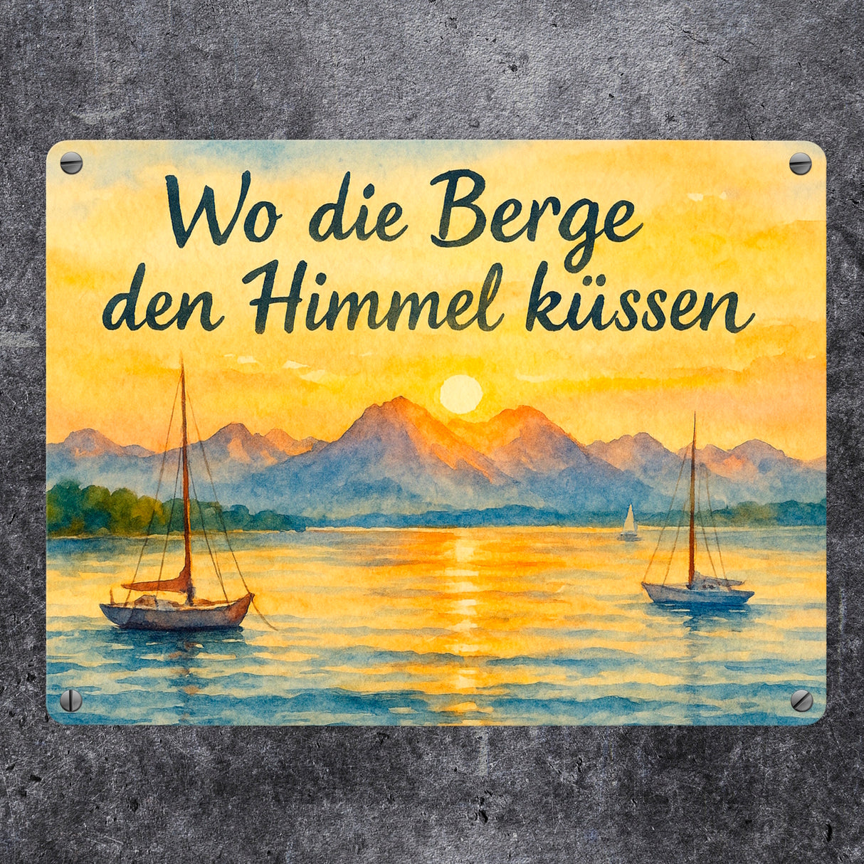 Alpenblick Starnberger See Wo die Berge den Himmel küssen Metallschild in 15x20 cm