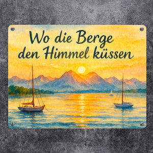 Alpenblick Starnberger See Wo die Berge den Himmel küssen Metallschild in 15x20 cm