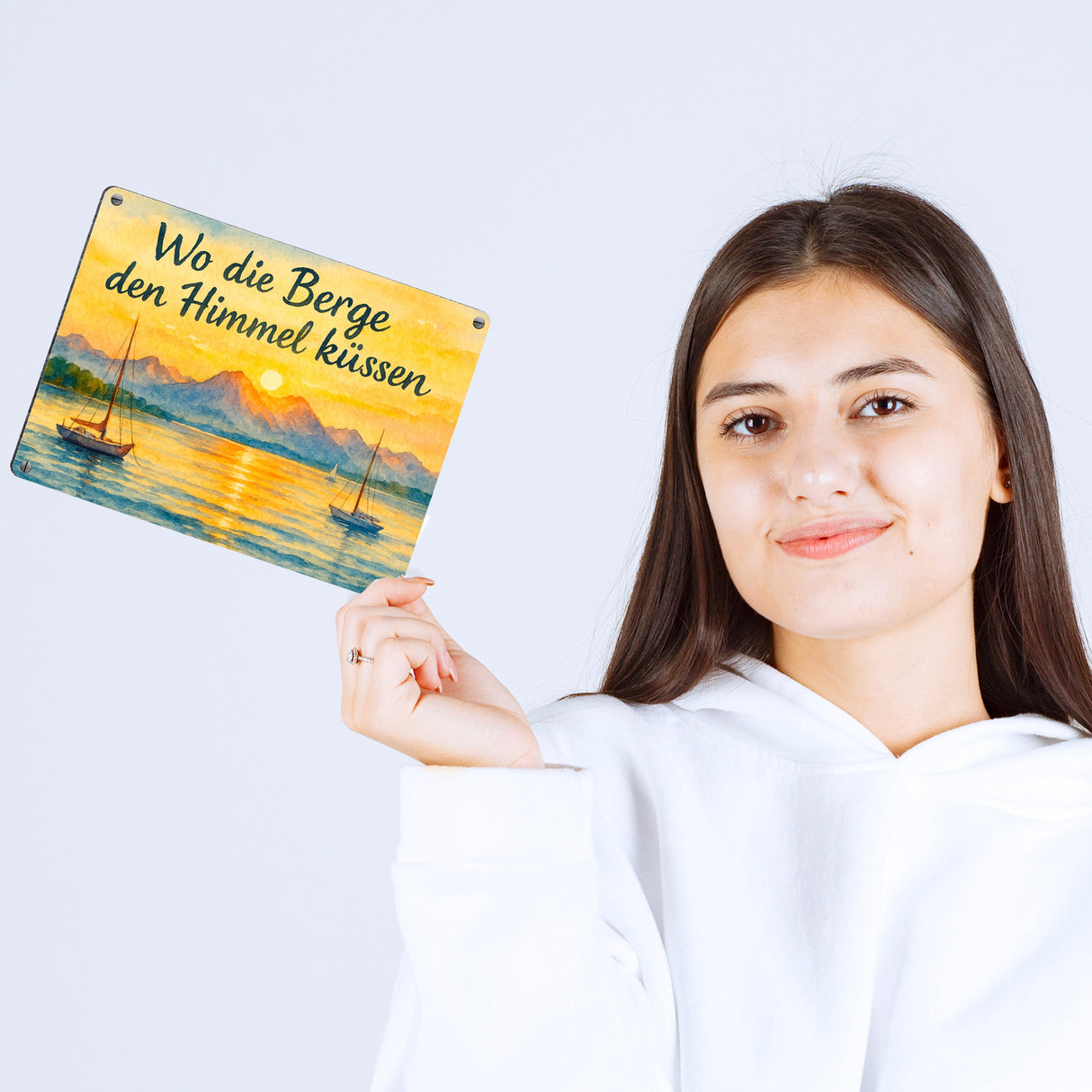 Alpenblick Starnberger See Wo die Berge den Himmel küssen Metallschild in 15x20 cm
