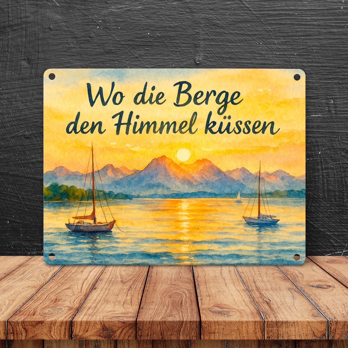 Alpenblick Starnberger See Wo die Berge den Himmel küssen Metallschild in 15x20 cm